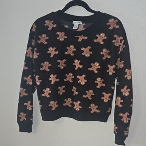 Festive Black Gingerbread Kids Sweater